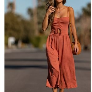 ROXY ladies M coral strappy jumpsuit